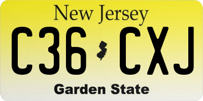 NJ license plate C36CXJ