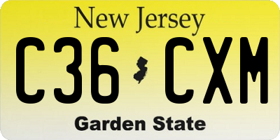 NJ license plate C36CXM