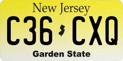 NJ license plate C36CXQ