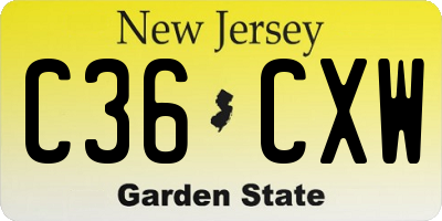NJ license plate C36CXW