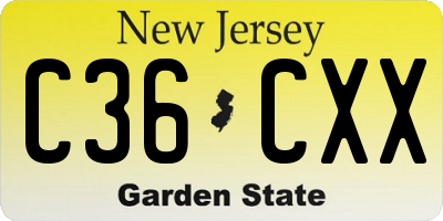 NJ license plate C36CXX