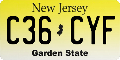NJ license plate C36CYF