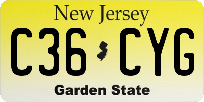 NJ license plate C36CYG
