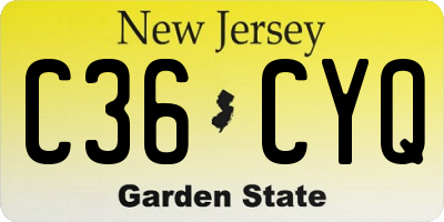 NJ license plate C36CYQ