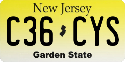 NJ license plate C36CYS