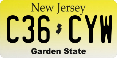 NJ license plate C36CYW