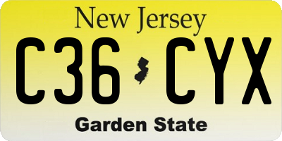 NJ license plate C36CYX