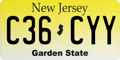 NJ license plate C36CYY