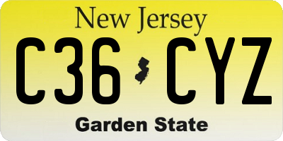 NJ license plate C36CYZ