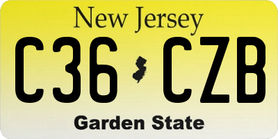 NJ license plate C36CZB