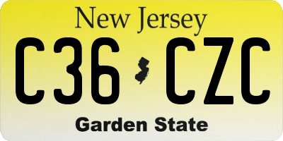 NJ license plate C36CZC