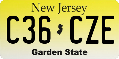 NJ license plate C36CZE