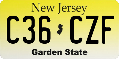 NJ license plate C36CZF