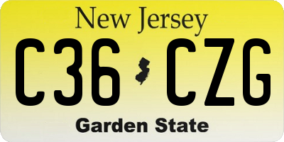 NJ license plate C36CZG