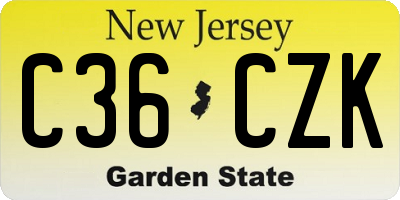 NJ license plate C36CZK