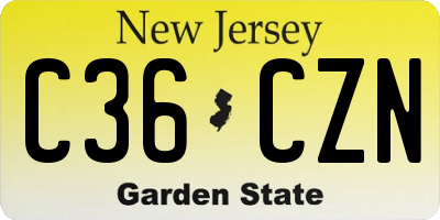 NJ license plate C36CZN