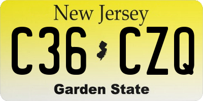 NJ license plate C36CZQ