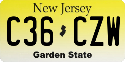 NJ license plate C36CZW