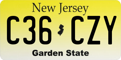 NJ license plate C36CZY