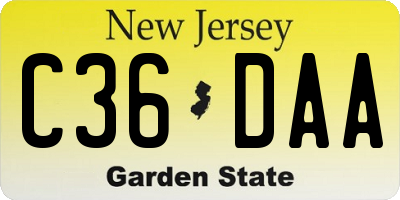 NJ license plate C36DAA