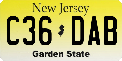 NJ license plate C36DAB