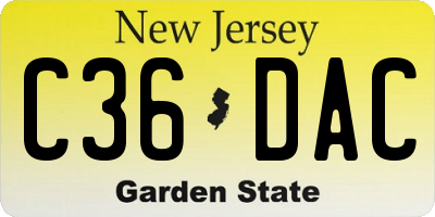 NJ license plate C36DAC