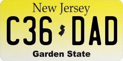 NJ license plate C36DAD