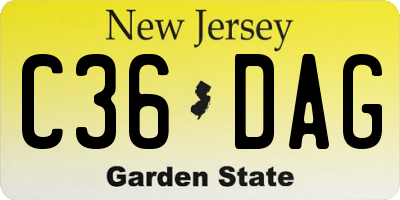 NJ license plate C36DAG