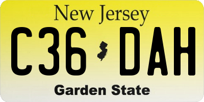NJ license plate C36DAH