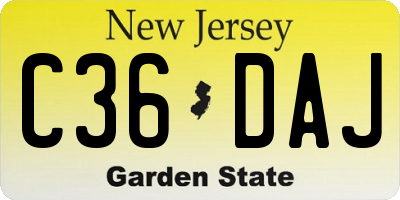NJ license plate C36DAJ