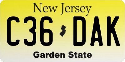 NJ license plate C36DAK