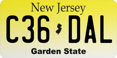 NJ license plate C36DAL