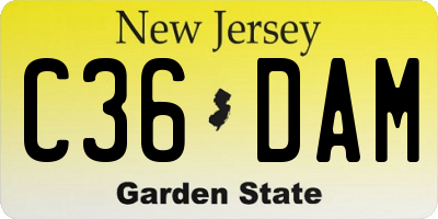 NJ license plate C36DAM