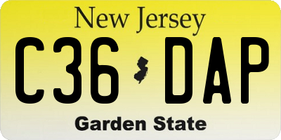 NJ license plate C36DAP