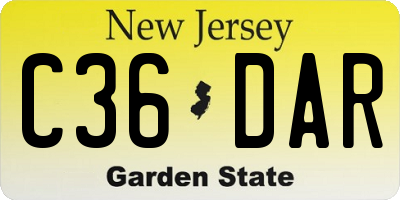 NJ license plate C36DAR