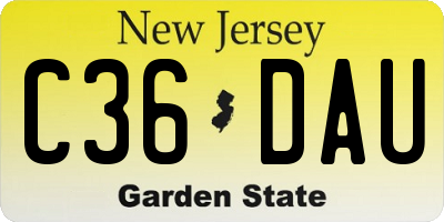 NJ license plate C36DAU