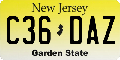 NJ license plate C36DAZ
