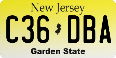 NJ license plate C36DBA