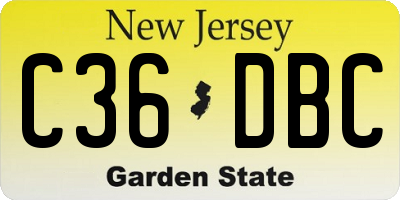 NJ license plate C36DBC