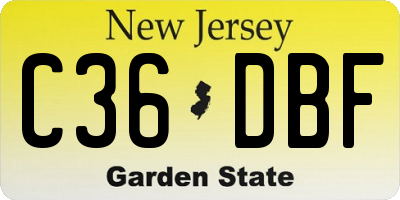NJ license plate C36DBF