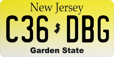 NJ license plate C36DBG