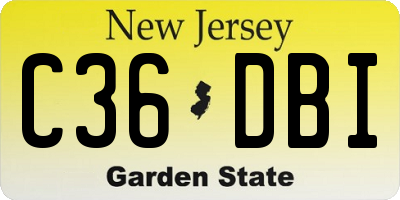 NJ license plate C36DBI