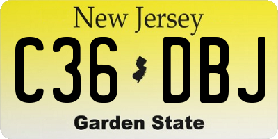 NJ license plate C36DBJ