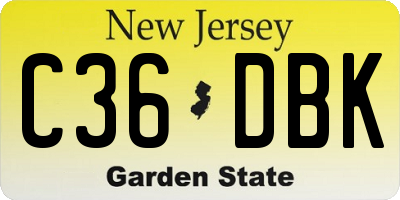 NJ license plate C36DBK