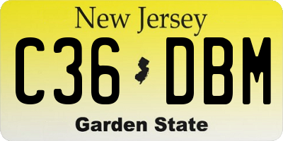 NJ license plate C36DBM