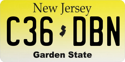 NJ license plate C36DBN