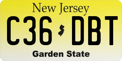 NJ license plate C36DBT
