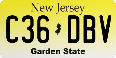NJ license plate C36DBV