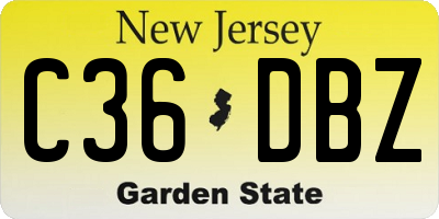 NJ license plate C36DBZ