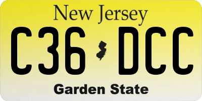 NJ license plate C36DCC